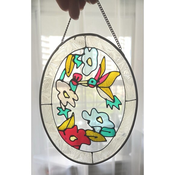 X3 VTG Stained Glass Suncatchers Birdhouse Hummingbird Butterfly NOS Decor - Picture 4 of 7